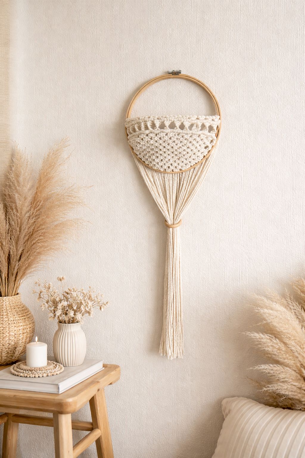 Organizador mural de macramé boho