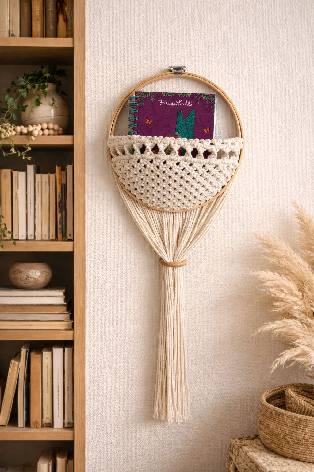 Organizador mural de macramé boho